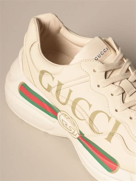 rhyton gucci logo leather sneaker cheap|gucci rhyton sneakers price.